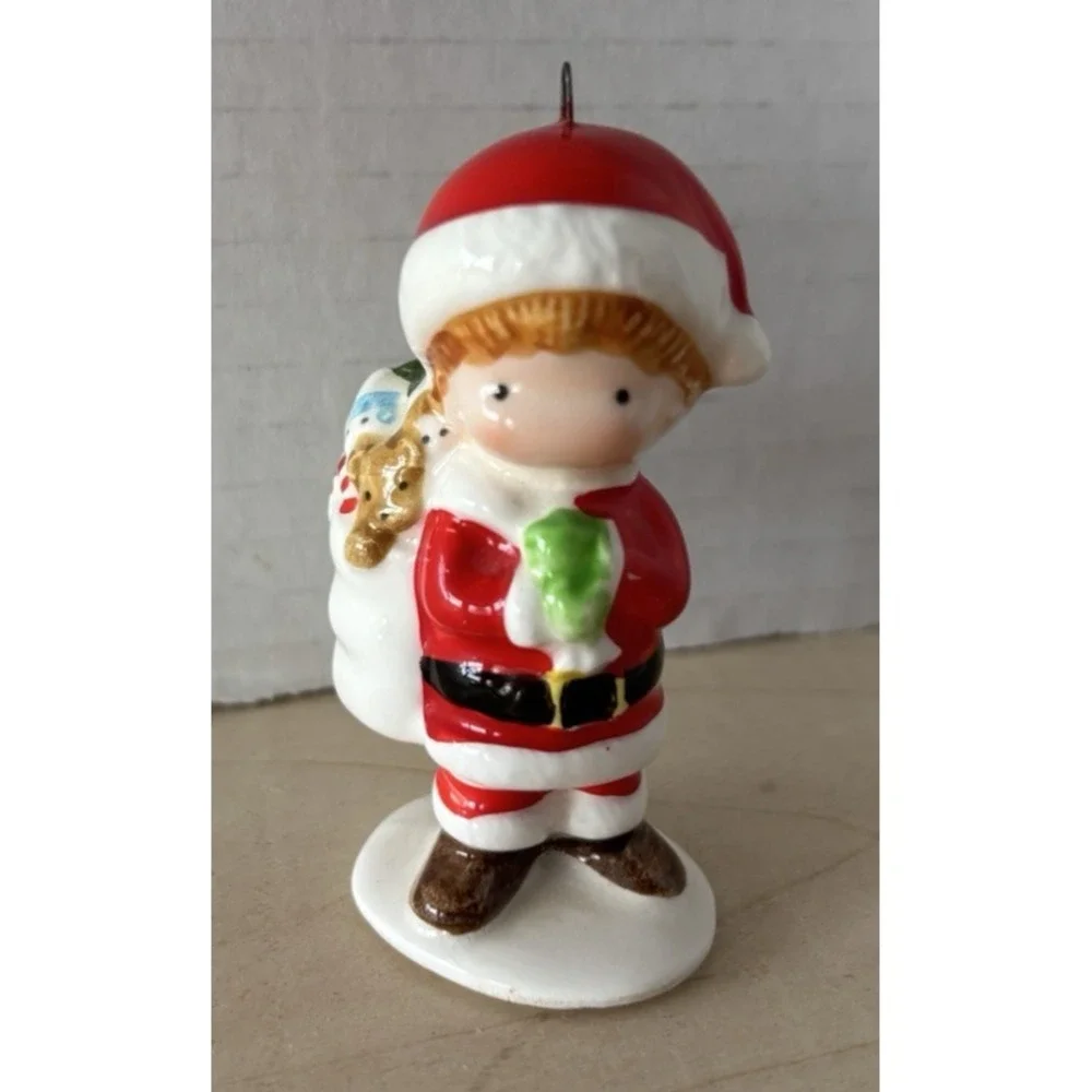 Vtg Joan Walsh Anglund Christmas Ornament Santa Boy with Toy Sack 1981
